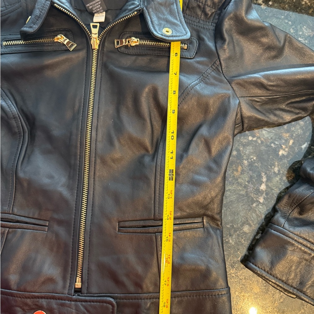 Women's Leather Moto Jacket with Gold Hardware - Picture 9 of 10